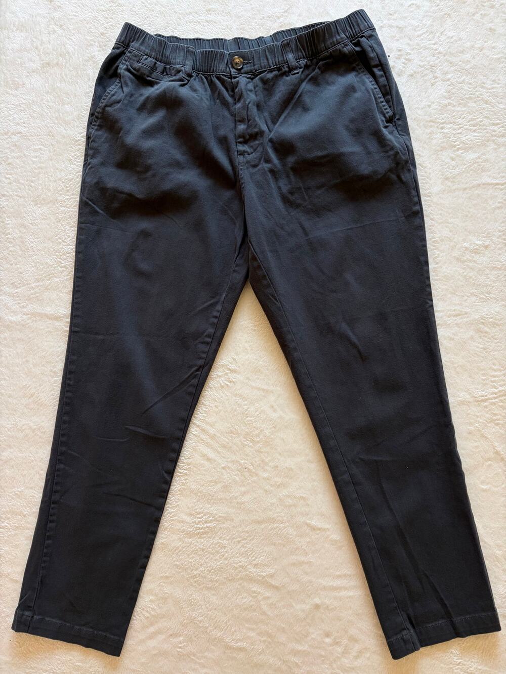 COVE Mens 34x30 Stretch Chino Pants Black / Charcoal Elastic Waist Slim Casual